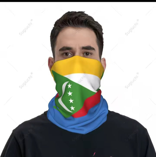 Bandeau de sauna d'hiver personnalisé des Comores pour hommes et femmes, chauffe-cou, écharpe de tube de cyclisme de ski, bandana pour le visage